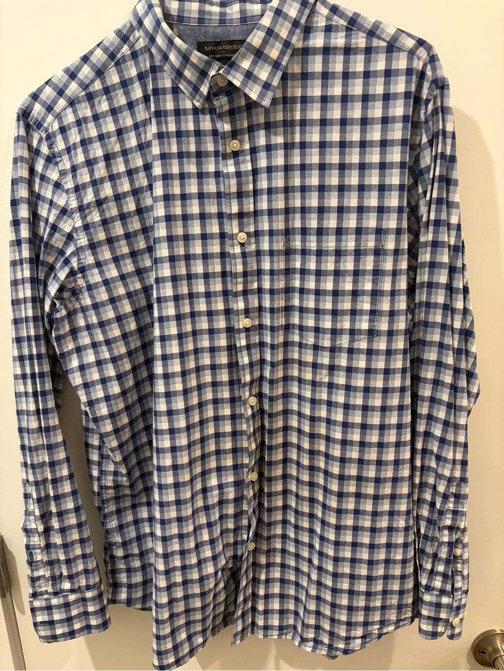 Banana Republic Blue & White Gingham Button-Down Shirt